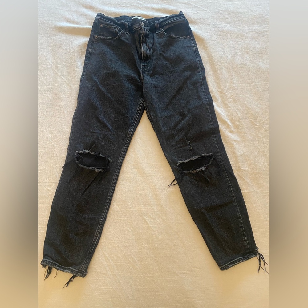Abercrombie Black Distressed Jeans - The Mom High Rise